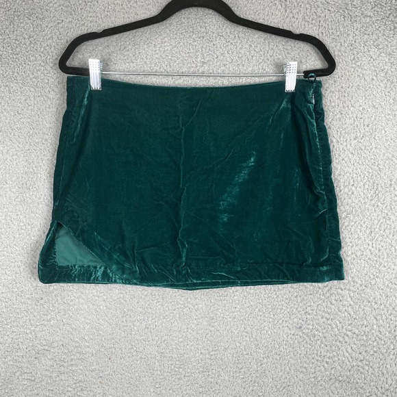 Free People Annalise Velvet Skirt Womens 10 Green Deep Teal Mini Jewel Tone NYE - Picture 1 of 9